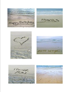 Greeting Cards Writing in Sand Fine Art Photography 6 Cards Free U.S. Shipping - Picture 1 of 1