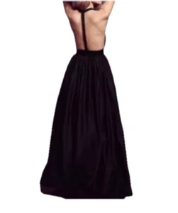 Maxi Vestido Rae Francis Negro Satinado, 4, Estilo Elegante Recorte Negro Ajuste y Acampanado - Imagen 1 de 24