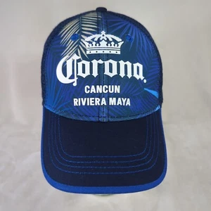 Corona Beer Hat Cancun Riviera Maya Cap Blue Palm Mesh Back Adult Adjustable - Picture 1 of 11