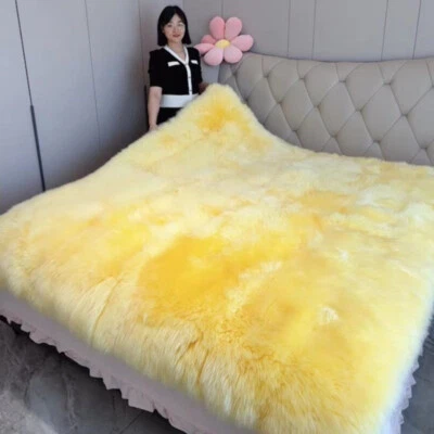 100% Pure Sheepskin Bed Mat Queen King Bed Cover Warm Australian Wool Blanket - Image 1 of 4