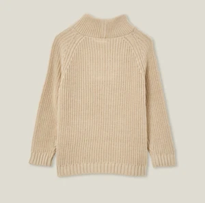 Cotton:On Kids Boy's Blake Quarter Zip Knit Funnel Neck Sweater Beige Size 1-2 - Picture 1 of 4