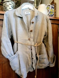 FLAX Engelhart 100% Linen Jacket Blazer Lagenlook Boho Vintage M - Picture 1 of 9