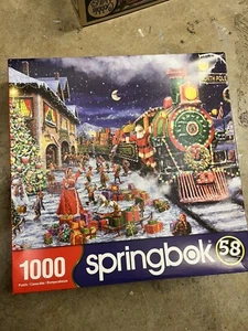 Santa Claus CHRISTMAS TRAIN Elves Springbok Jigsaw Puzzle 1000 Pcs - Picture 1 of 2