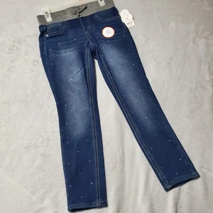 Wonder Nation Girl's Knit Denim Pants Size M 7/8 Bling Rinestones NWT - Picture 1 of 4