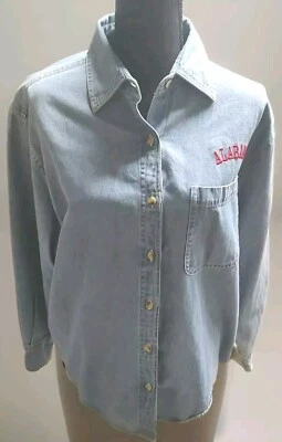 Camisa Niña Krazy Mundial Azul Cambray LS Abotonada con Bordado Alabama Talla Grande Foto 1 de 4