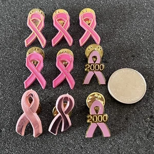 Lote de 9 cintas rosas para concientización sobre el cáncer de mama prendedores de plástico pinbacks #45819 - Imagen 1 de 7
