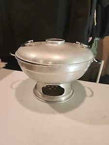 Vintage thailändische Aluminium Tom Yum Suppe Servierschüssel ZANGE NAME HÜHNCHENMARKE 26 C/M - Bild 1 von 10