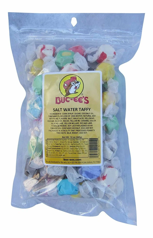 Buc-Ee'S Surtido Gourmet Agua Salada Taffy en una Bolsa Resellable, 12 Onzas Foto 1 de 1