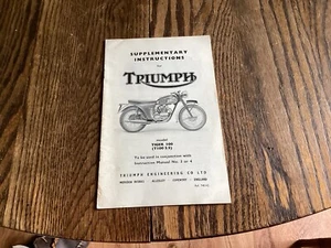 Vintage Supplementary Instructions for Triumph Model Tiger 100 (T 100  S/S) - Picture 1 of 2