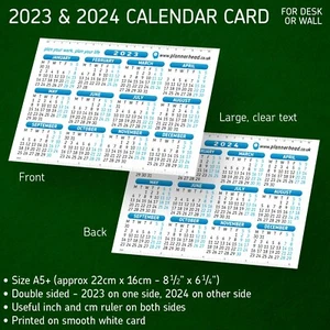 2023 & 2024 Kalenderplanerkarte + Lineal ✔2 Jahre großer Text glatt weiße Karte - Bild 1 von 16
