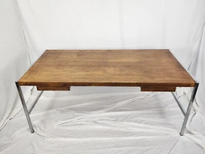 Vintage Mid Century Modern Desk Large Surface Area Chrome legs 2 drawers Sweet! - Picture 1 of 16