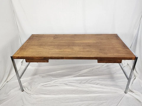 Vintage Mid Century Modern Desk Large Surface Area Chrome legs 2 drawers Sweet! Cover