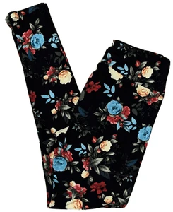 LuLaRoe Leggings Größe TC schwarz Panther Panther Katzen versteckte Blumen Rosen neu mit Etikett - Bild 1 von 4
