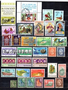 BRITISH SAINT VINCENT & GRENADINES. COLLECTION BUILDER OF 33 ALL DIFFERENT. - Picture 1 of 1