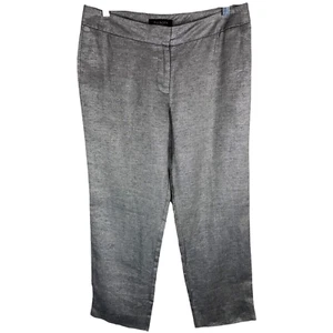 Talbots Size 8 Pants Linen Silver Sparkly Metallic Cropped Capri Trousers 270 - Picture 1 of 8