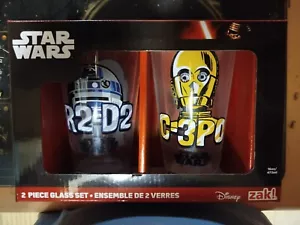 Disney Star Wars Zak 2 Piece Drinking Glasses Set R2-D2 & C-3PO 16 OZ W Box New - Picture 1 of 10