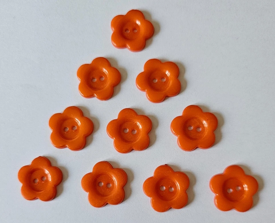 10 Orange Flower Shape Acrylic Buttons Size 20mm - Image 1 of 1