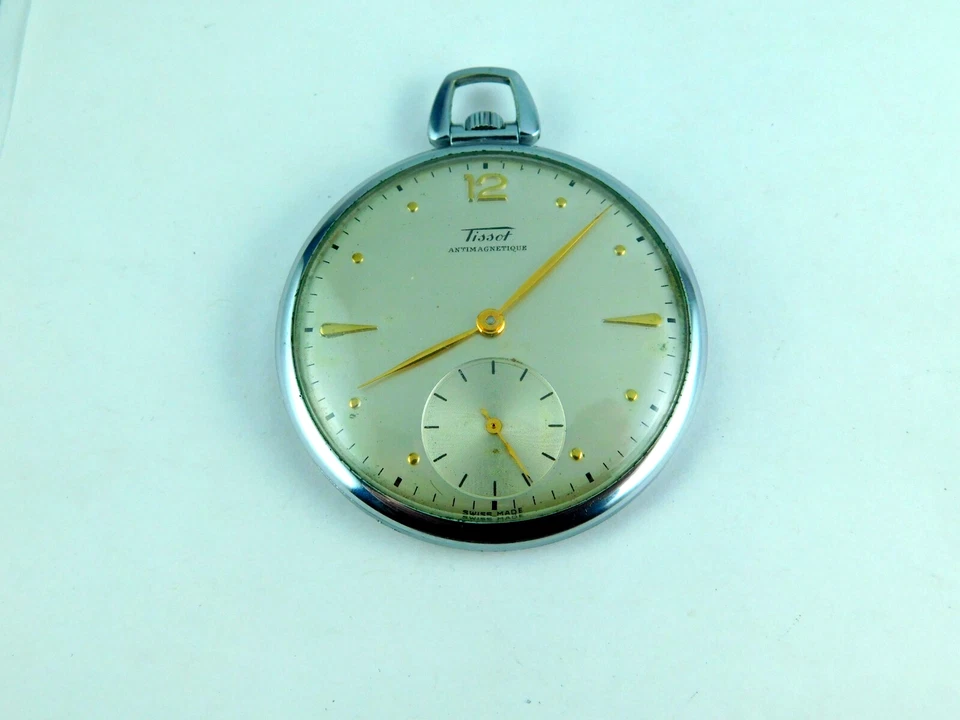 TISSOT 15J CAL VINTAGE. RELOJ BOLSILLO 382 SUIZO 46MM CARA ABIERTA REPARADO C.1949 Foto 1 de 4