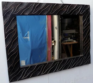 Espejo de Madera Incrustado Experimentado CM 80x60x3 Color Natural Wenge Marrón - Imagen 1 de 6