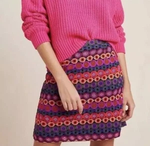 Mini falda de fiesta Anthropologie Hutch Ellen bordada a lápiz con cremallera talla 8 - Imagen 1 de 11