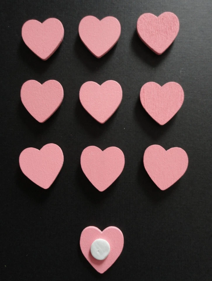 Adhesive Wooden Pink Heart - Pkt 10 - image 1 of 1
