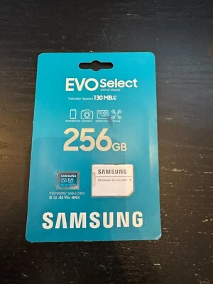 Genuine Samsung EVO Select micro SDXC UHS-I U3 130MBs Full HD-4K - 256GB - Image 1 of 2