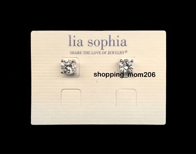 Lia Sophia "Prism" Silver Tone Total CZ wt. 3.0ct. Stud Pierced Earrings - Image 1 of 3