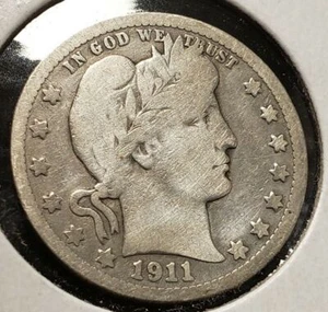 1911-D 25c Silver Barber Quarter - VG - Value Coin - SKU-T1700 - Picture 1 of 4