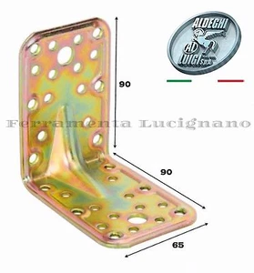 STAFFA RINFORZATA ANGOLO PIASTRA GIUNZIONE ANGOLARE MM.65X90X90 PER TRAVI LEGNO - Foto 1 di 1