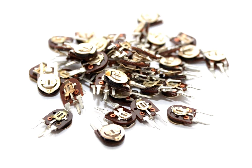 25x Vintage Mini-Trimmer / Potentiometer von Ruwido, 47 kOhm lg., stehend, NOS - Bild 1 von 4