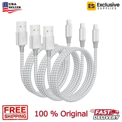 3-Pack 10FT iPhone Charger [MFi Certified] Fast Charging Nylon Cable - Image 1 of 4