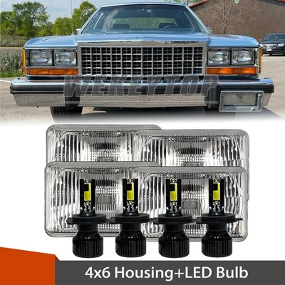 Fit Ford LTD Crown Victoria 1987-1991 4PCS 4X6" LED Headlights High/Low Beam H4 Foto 1 de 4