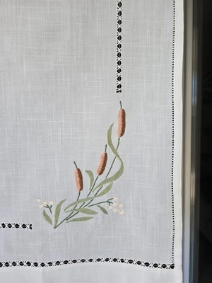 Tenda misto lino con ricamo a mano 59x128 cm tenda a pannello - Immagine 1 di 4