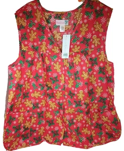 Red Christmas Gingerbread Cobbler snap Front Moon Dance Apron 3X Top Snap damage - Picture 1 of 10