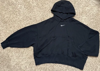 Nike Hoodie Womens Med Center Swoosh Black Phoenix Oversized Sweatshirt Pullover - Image 1 of 4