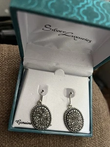 NEW Genuine Marcasite earings - silver plated, for Pierce Ears New - Picture 1 of 5