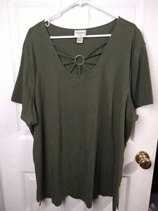 Camiseta Essential Maggie Barnes Mujer 3X Verde S/S Escote Sunburst Informal Comodidad - Imagen 1 de 10