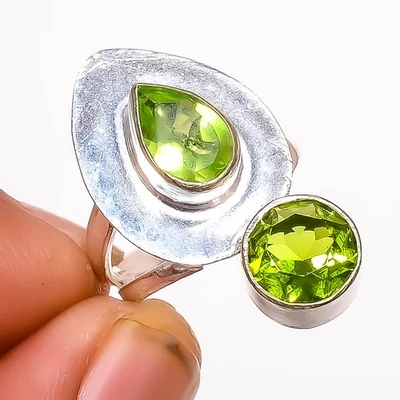 Peridot Gemstone Silver Plated Jewelry Ring s.6 TR7508-2160 - Image 1 of 3