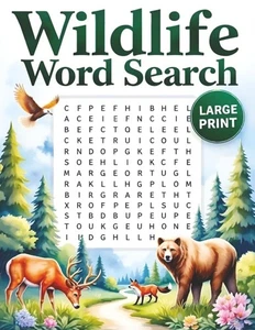 Libro di ricerca parole tema fauna selvatica grande stampa puzzle 70 ricerche 8,5 x 11 libro - Foto 1 di 3