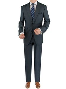 LUCIANO NATAZZI Italian Mens Suit 180S Cashmere Wool Ticket Pocket - Picture 1 of 7