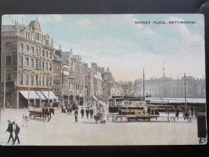 Nottingham: The Market Place, Old Postcard showing Shops and The Council House - Picture 1 of 1
