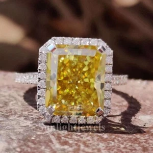 RARE 6.00 Ct Certified Treated Champagne Diamond Ring 925 Silver Prong Setting - Picture 1 of 7