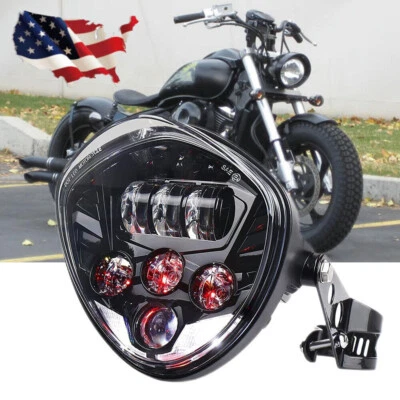 7" inch LED Headlight With brackets For Suzuki Boulevard C50 C90 M50 M90 M109R - Image 1 of 4