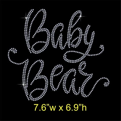 Baby Bear Rhinestone Diamante Hotfix Iron on Transfer Motif + a Free Gift - Image 1 of 4