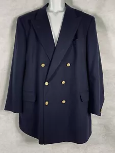 Vintage Brooks Brothers Jacket Mens 48L Blue Blazer Double Breasted USA Made - Picture 1 of 15