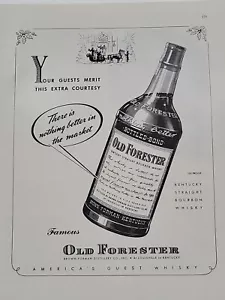 1942 Old Forester Bourbon Whiskey Fortune 2. Weltkrieg Druck Anzeige Weihnachtsbäume Flasche - Bild 1 von 2