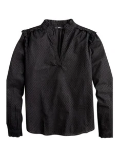 j crew nero orlo con volant scollo a V popover in dote taglia XXS - Foto 1 di 6