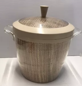 THERMO TEMP ICE BUCKET Raffiaware Burlap Patio Chiller Acrylic  1960's Vintage  - Picture 1 of 7