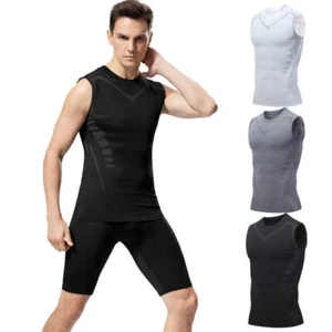 Hot Men New Vitaboost Compression Shirt Version Ionic Shaping Sleeveless Vest - Picture 1 of 30