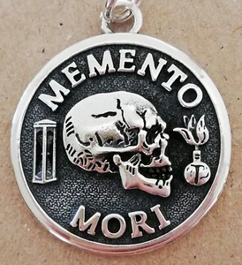 Solid Sterling Silver 925 Memento Mori Ouroboros And Skull Handmade 3D Pendant - Picture 1 of 10
